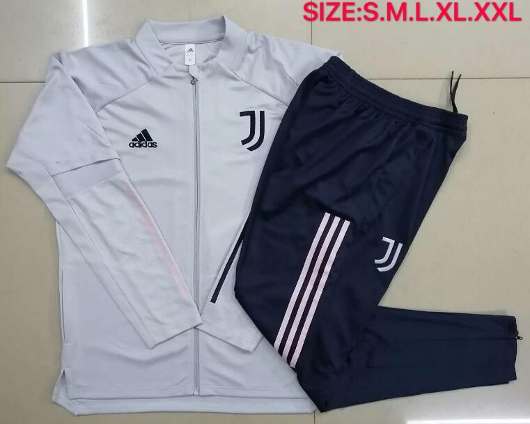 Juventus Light Grey Jacket Training Suits with pants 2020/21